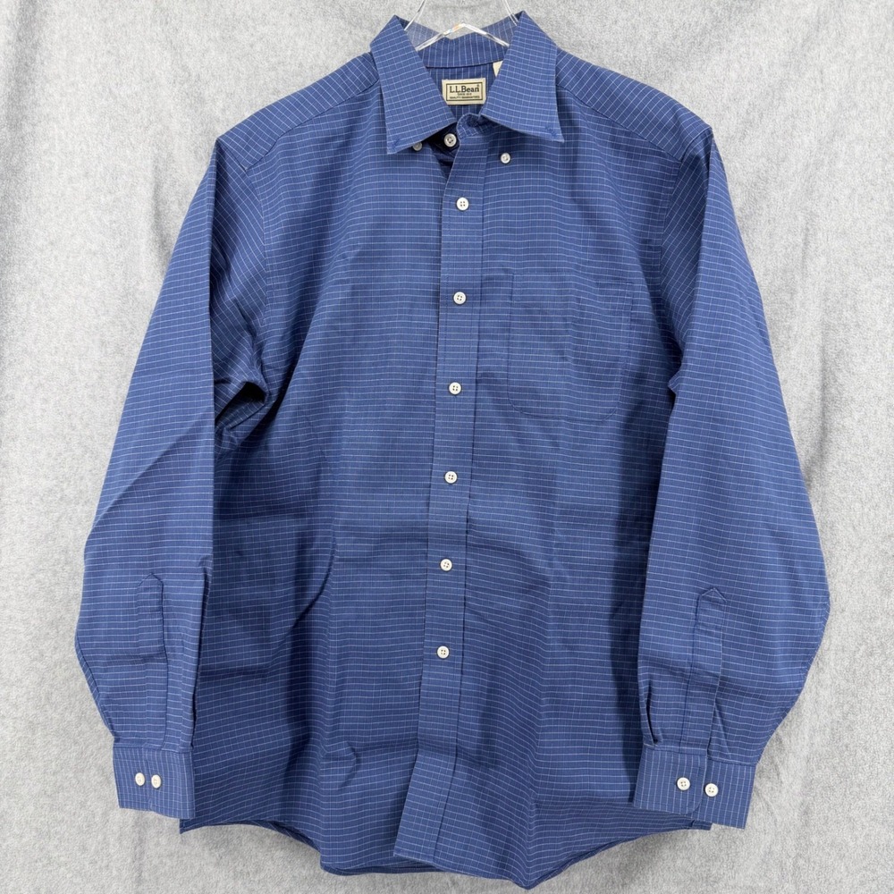 LL Bean Mens 2 Pack Button Down Shirts Medium Red Blue Grid Cotton OMT78 - Picture 5 of 9